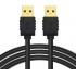 DTECH USB Type A 3.0 Cable 6 ft Male to Male High Speed Data Cord in Black