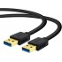 DTECH USB Type A 3.0 Cable 6 ft Male to Male High Speed Data Cord in Black