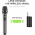 HMKCH Wireless Microphone, Dual UHF Metal Rechargeable Handheld Dynamic Cordless Mic, Karaoke Microphone with Receiver, 6.35mm (1/4") Output, 3.5mm (1/8") Adapter, 160 ft Range, for Party, DJ, Meeting